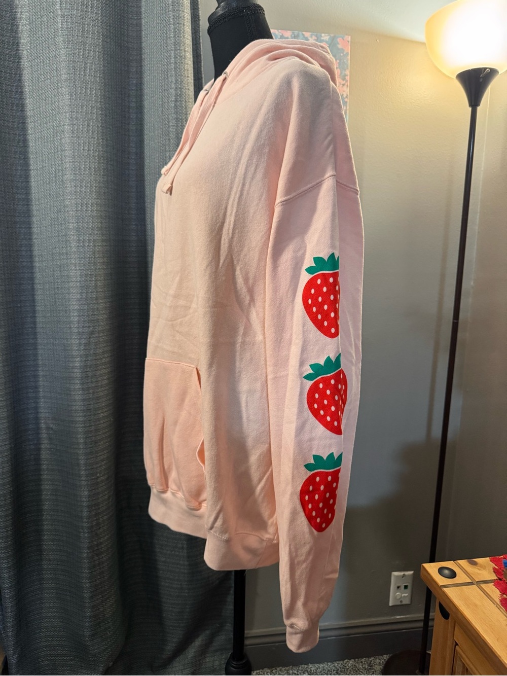 Pink Strawberry Graphic Hoodie Sweatshirt